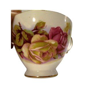 Vintage Tea Cup  Royal Kent Bone China England Yellow Red Rose Flowers